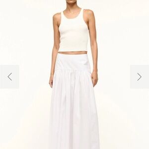 STAUD White Smocked Maxi Skirt Resort Wear